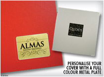 Personalise your cover with a full colour metal plate