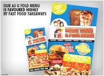 Our A3 U fold Menu is favoured Highly by fast food takeaways