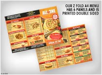 Our Z Fold A4 Menu has 6 Panels and is printed double sided