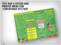 This was a design and printed menu for lemongrass kitchen
