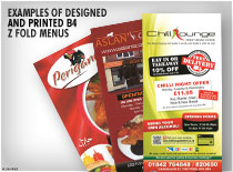 Examples of designed and printed b4 z fold menus
