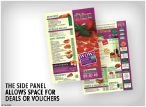 The side panel allows space for deals or vouchers