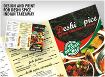 Design and print for Deshi Spice indian takeaway