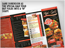 same dimension as the special half fold but folds into a W shape