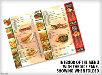 Interior of the menu with the side panel showing when folded