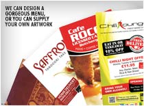 We Can design a Gorgeous Menu Or You can supply your own artwork