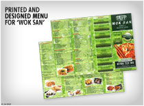 printed and designed menu for Wok San